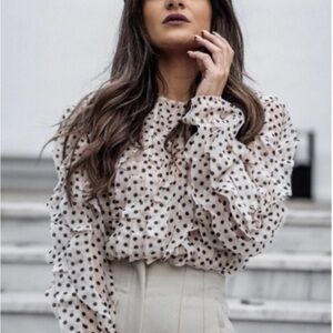 GIAMBATTISTA VALLI x H&M WOMEN’S DOTTED FLOUNCED BLOUSE SIZE 6